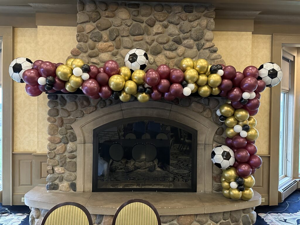 Soccer Garland on Fireplace