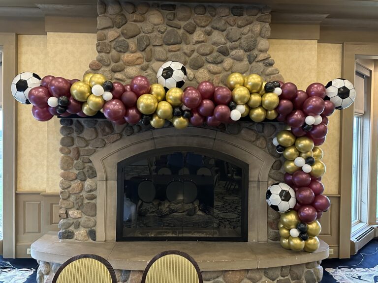 Soccer Garland on Fireplace