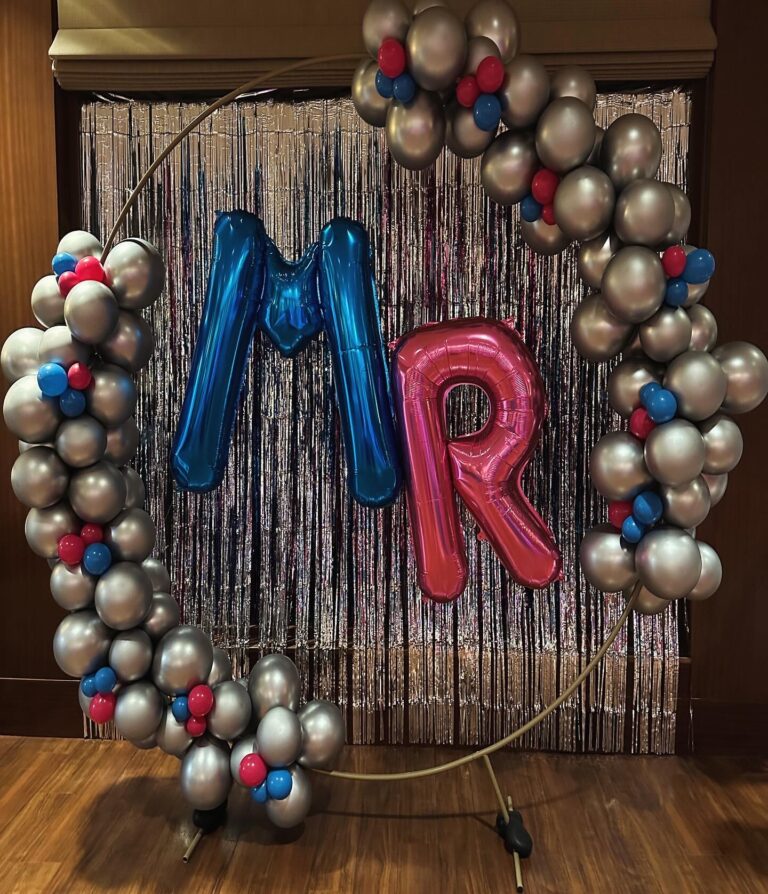 Organic Garland on ring with balloon letters