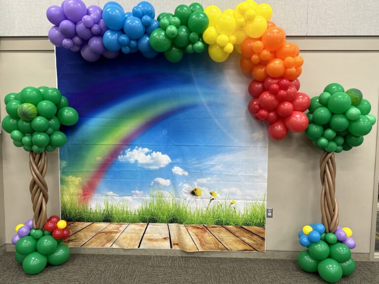 Rainbow Garland with Whimsical Trees