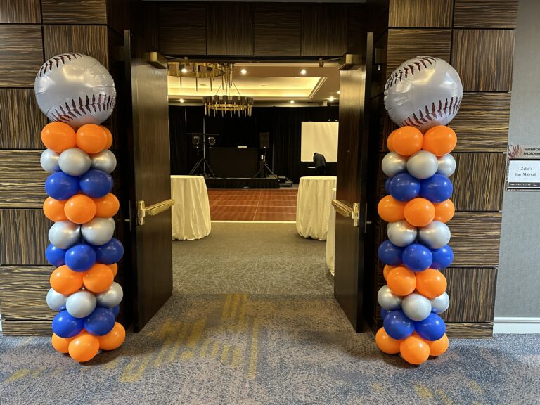 Orange Blue and Silver Baseball Columns